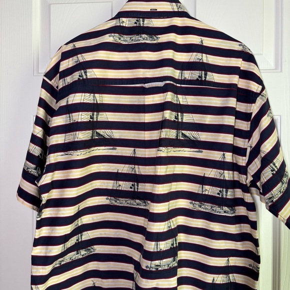 Gant Shirt Mens Large Blue Striped Button Down Sailor Imperial Poplin Salty Dog - Picture 6 of 13